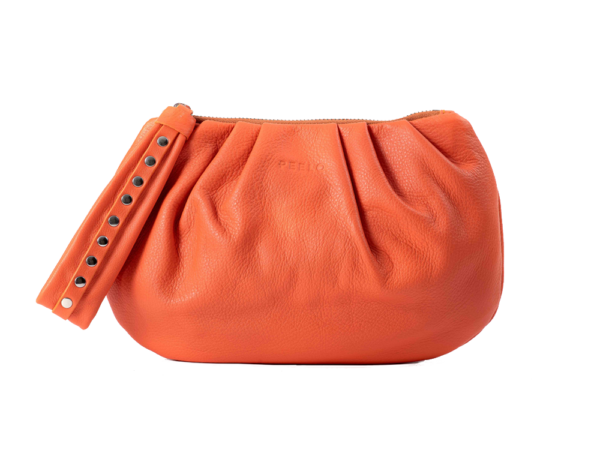 orange designer clutch