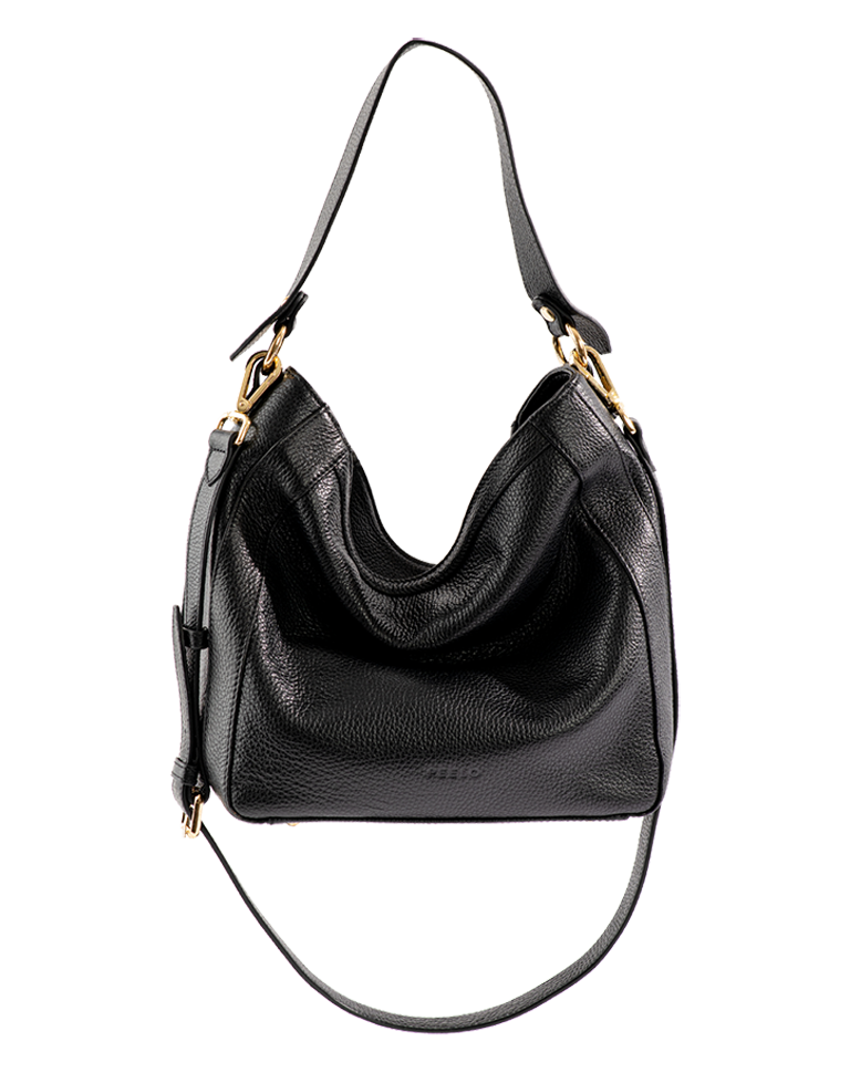 Lara Hobo Bag - Black Leather - Peelo Accessories
